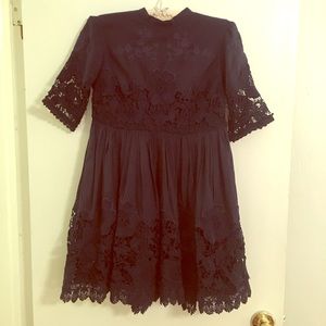 Navy blue with lace cutout detail mini dress!